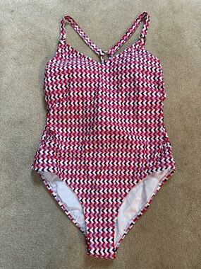 Women’s Target Red, White & Navy Zigzag One-Piece Swimsuit